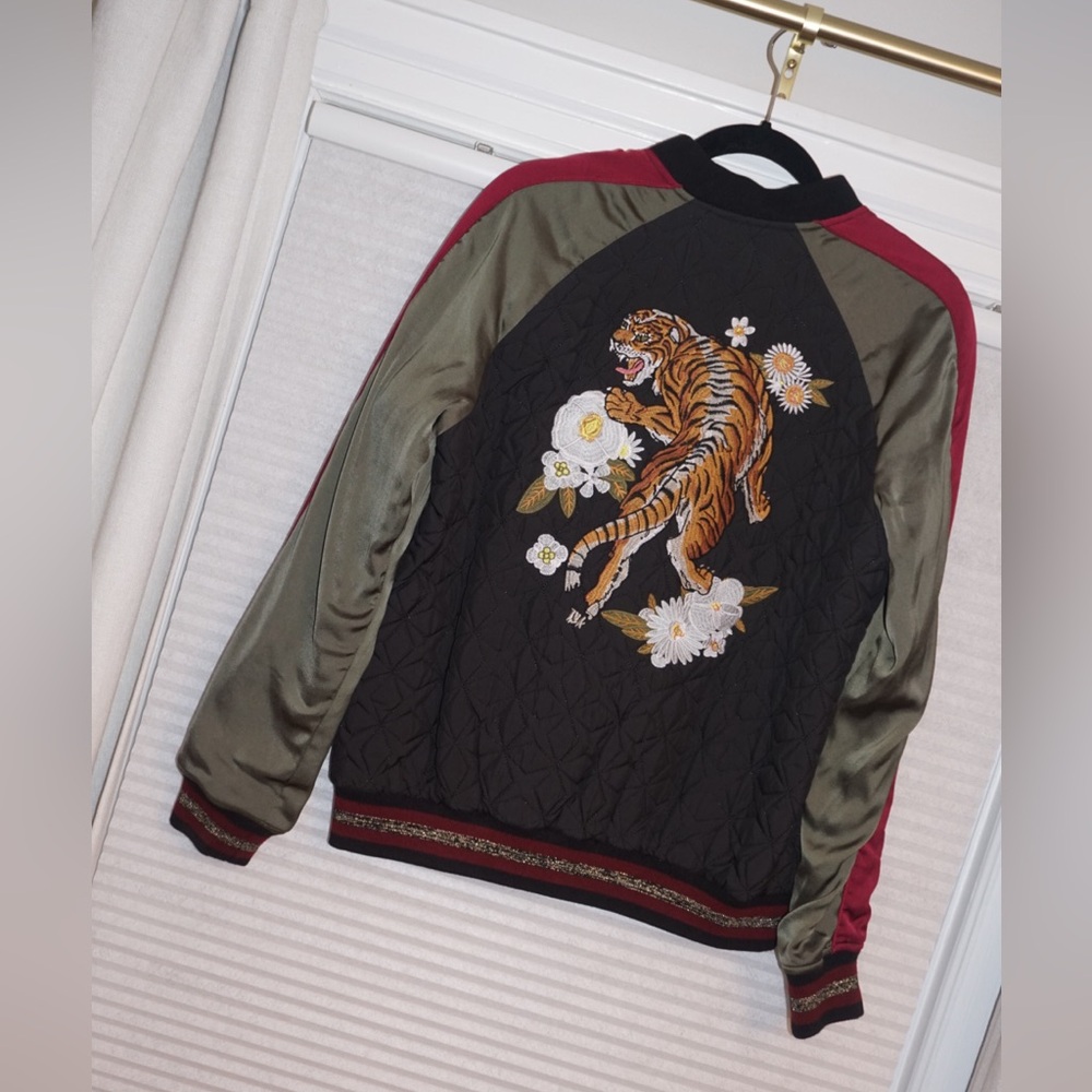 Zara Embroidered Tiger Bomber Jacket